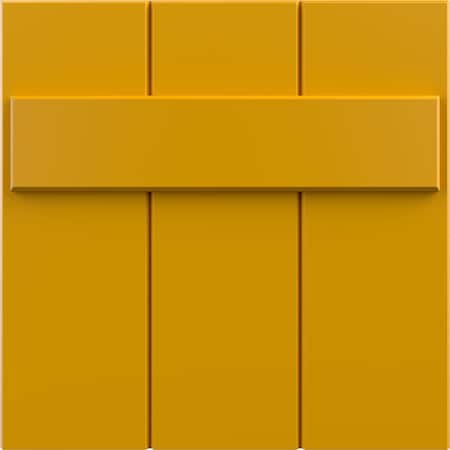 12W X 12H True Fit PVC Joined Board-n-Batten Shutters Sample, Turmeric